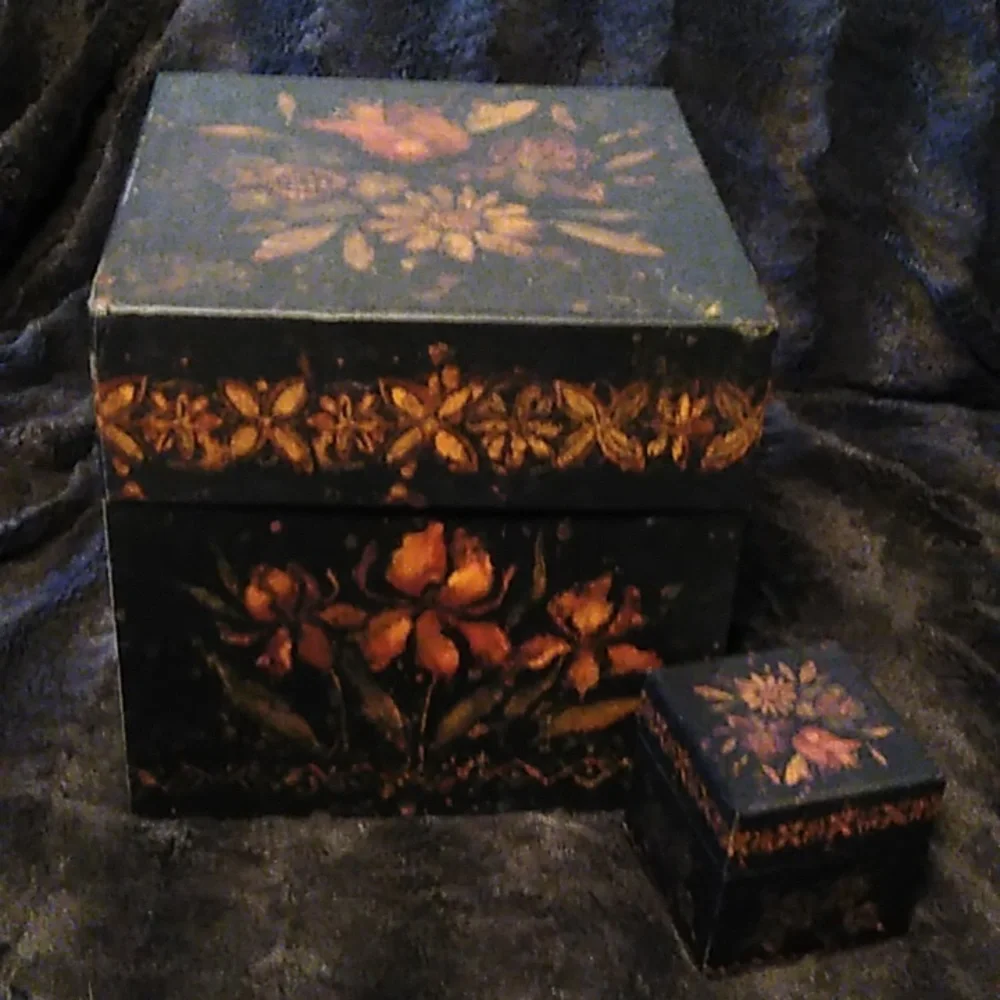 Y2K Black Floral Storage Boxes Vintage Dark Flowers 90s Whimsygoth Gift Box Set